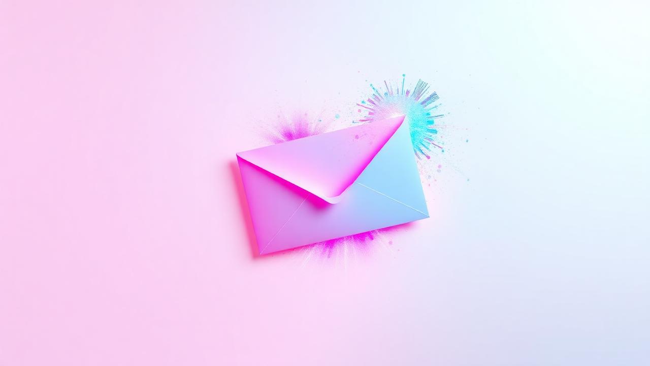 Envelope dissolving into cyan and magenta light particles